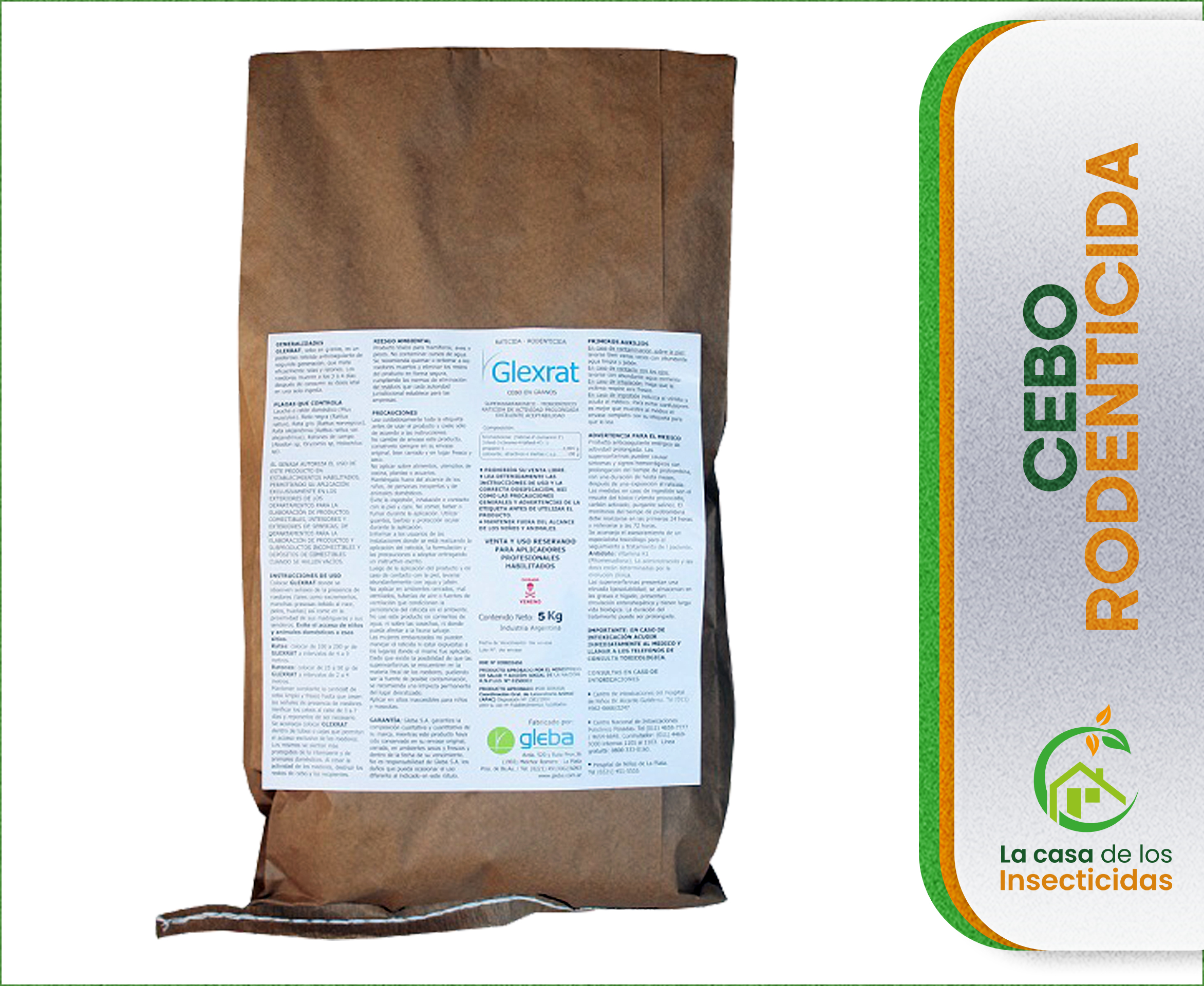 Glexrat x 5 kg trigo para el control de ratas y lauchas