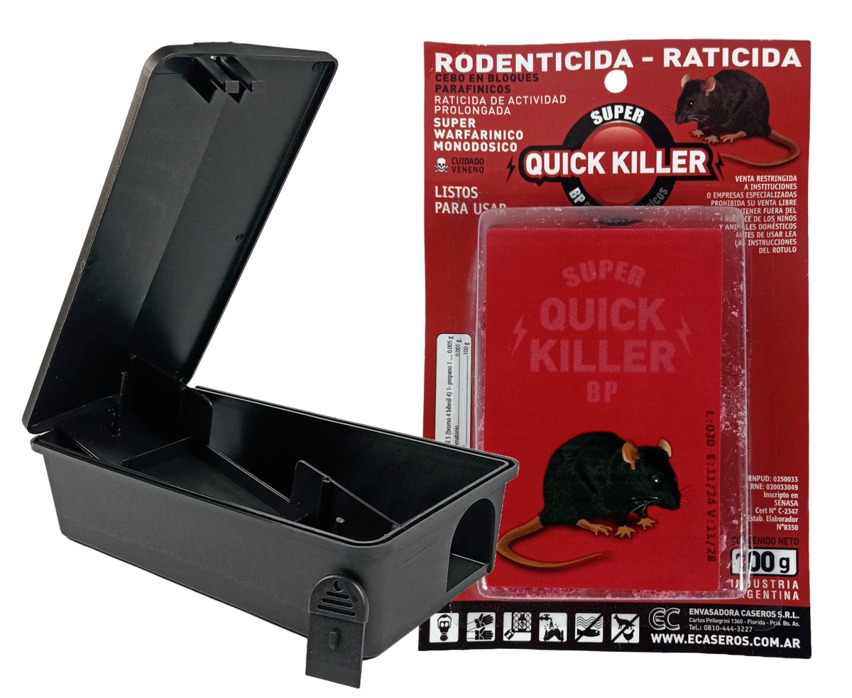 Caja Cebadera Ratas Y Ratones Con Llave + Cebo Rodenticida